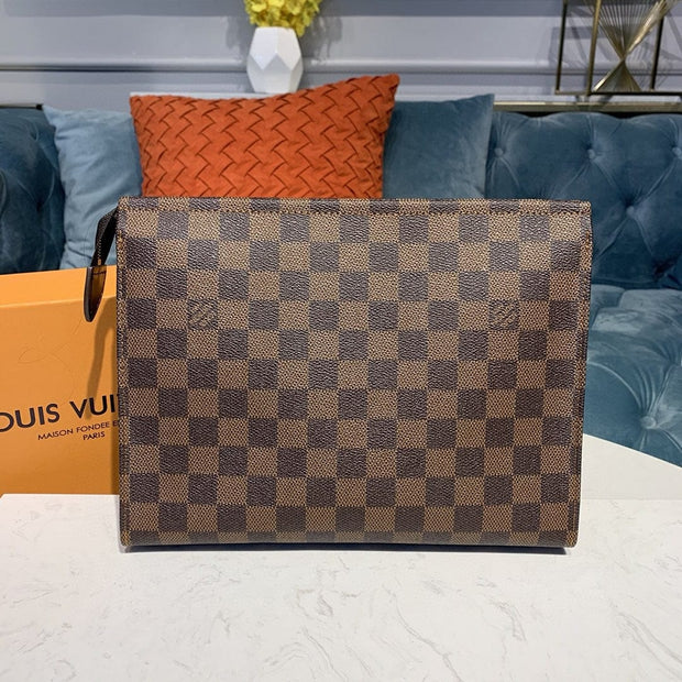 HypedEffects Louis Vuitton Damier and Monogram Canvas Toiletry Wallet Pouch - Black, Brown, and Monogram