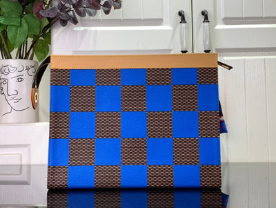 HypedEffects Louis Vuitton Damier Graphite Pochette Voyage MM with Royal Blue Accents