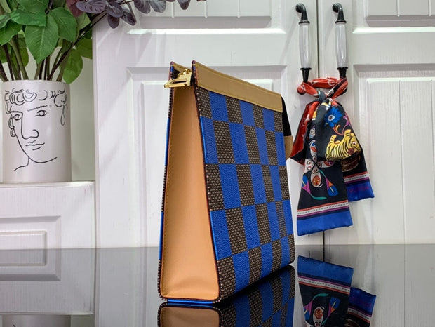 HypedEffects Louis Vuitton Damier Graphite Pochette Voyage MM with Royal Blue Accents