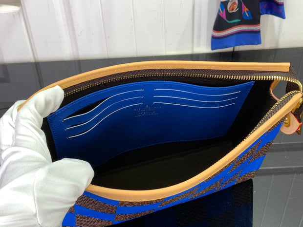 HypedEffects Louis Vuitton Damier Graphite Pochette Voyage MM with Royal Blue Accents