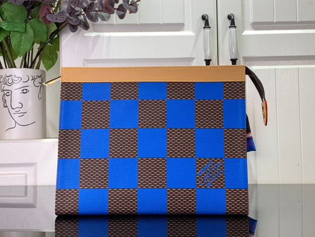 HypedEffects Louis Vuitton Damier Graphite Pochette Voyage MM with Royal Blue Accents