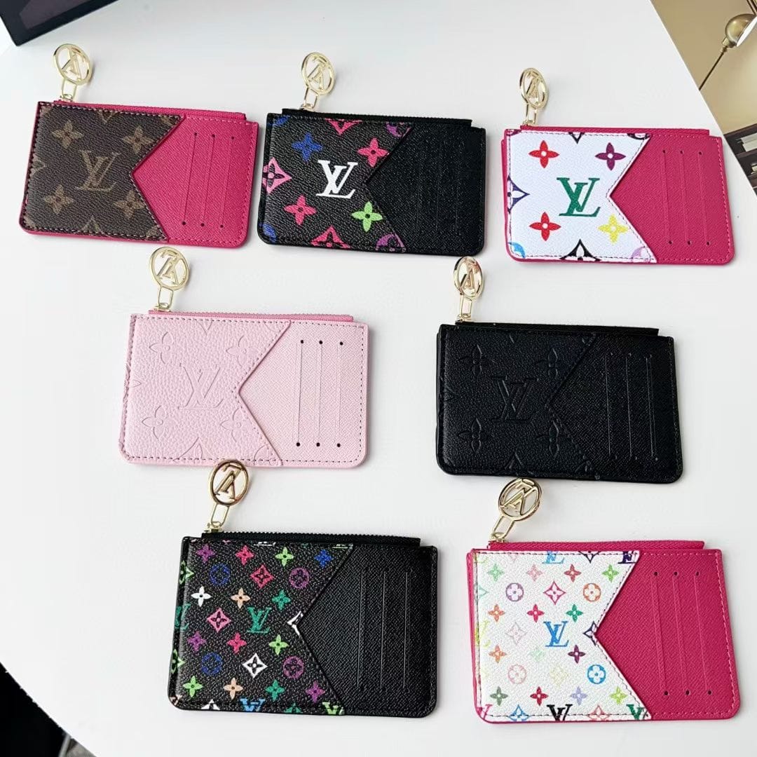 HypedEffects louis vuitton gucci and Burberry Luxury Zip Card Holder Wallet with Keyring Compact Designer Card Case