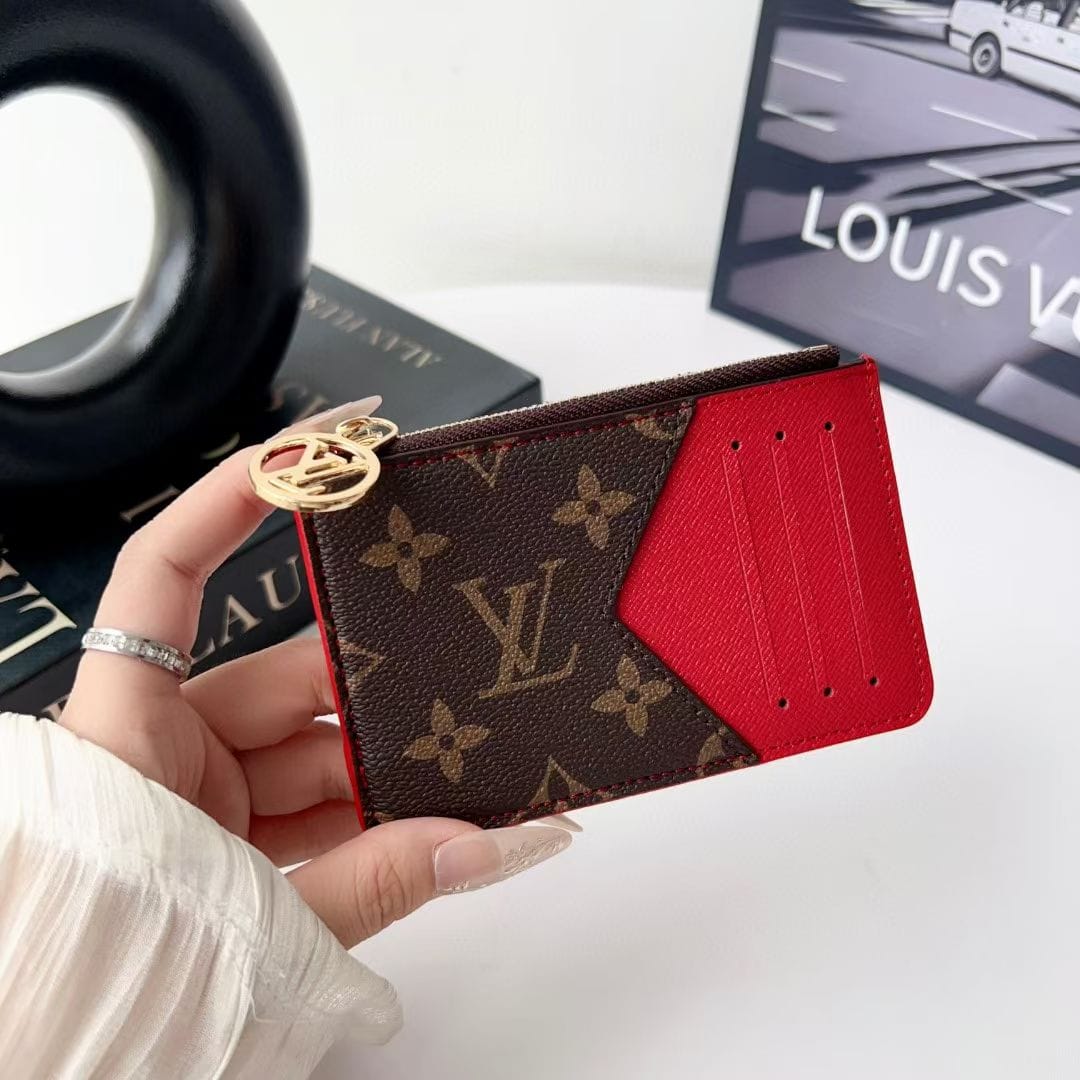 HypedEffects louis vuitton gucci and Burberry Luxury Zip Card Holder Wallet with Keyring Compact Designer Card Case