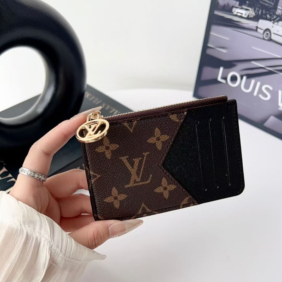 HypedEffects louis vuitton gucci and Burberry Luxury Zip Card Holder Wallet with Keyring Compact Designer Card Case