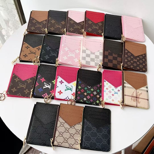 HypedEffects louis vuitton gucci and Burberry Luxury Zip Card Holder Wallet with Keyring Compact Designer Card Case