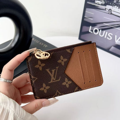 HypedEffects louis vuitton gucci and Burberry Luxury Zip Card Holder Wallet with Keyring Compact Designer Card Case