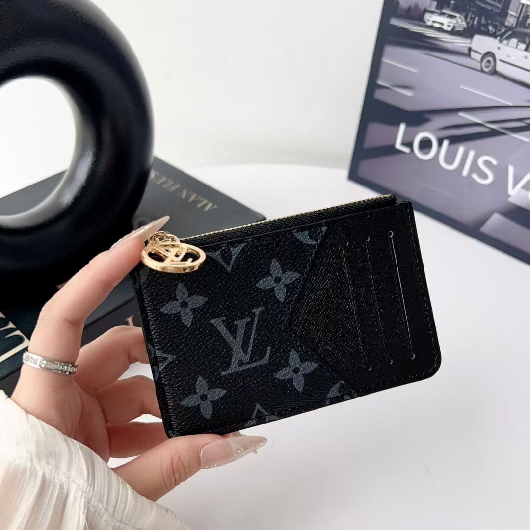 HypedEffects louis vuitton gucci and Burberry Luxury Zip Card Holder Wallet with Keyring Compact Designer Card Case