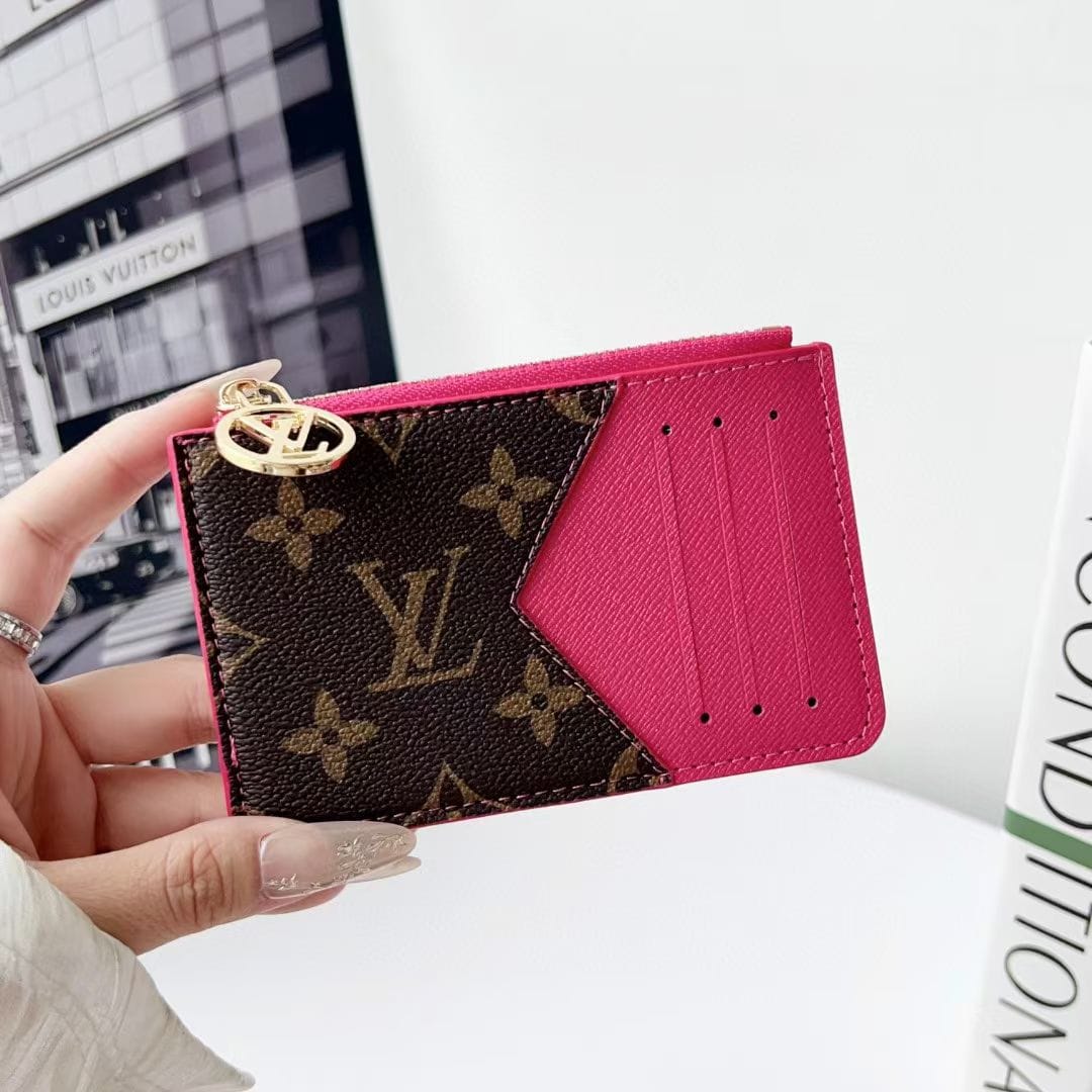 HypedEffects louis vuitton gucci and Burberry Luxury Zip Card Holder Wallet with Keyring Compact Designer Card Case