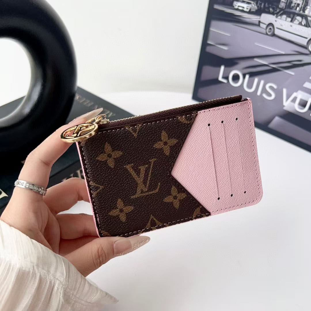 HypedEffects louis vuitton gucci and Burberry Luxury Zip Card Holder Wallet with Keyring Compact Designer Card Case