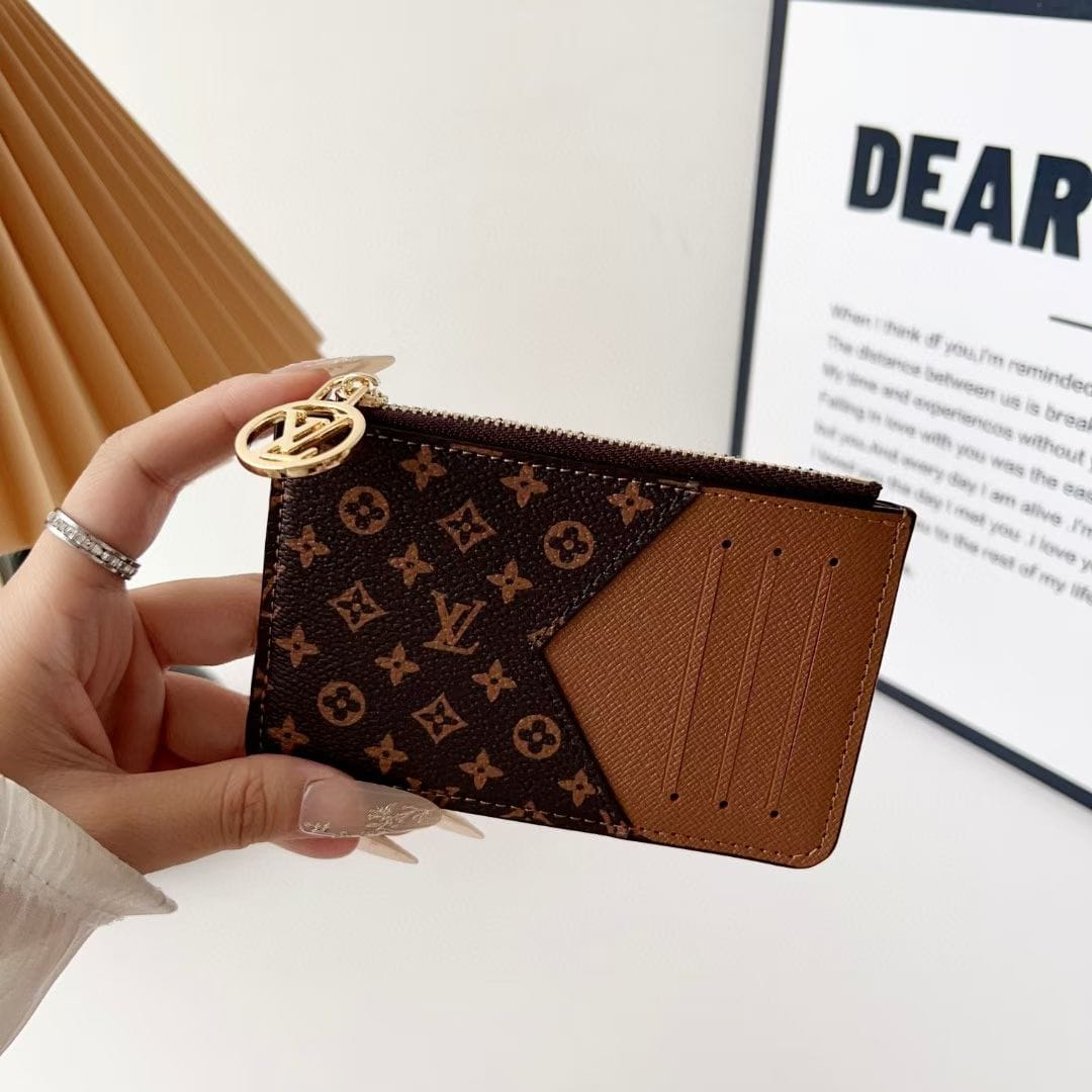 HypedEffects louis vuitton gucci and Burberry Luxury Zip Card Holder Wallet with Keyring Compact Designer Card Case