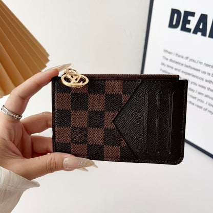 HypedEffects louis vuitton gucci and Burberry Luxury Zip Card Holder Wallet with Keyring Compact Designer Card Case