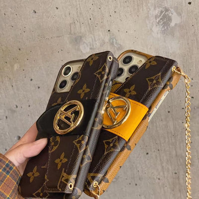 HypedEffects Louis Vuitton iPhone 14 Wallet Case With Straps | Louis Vuitton Back Pocket case for iPhone 14