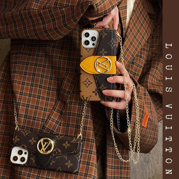 HypedEffects Louis Vuitton iPhone 14 Wallet Case With Straps | Louis Vuitton Back Pocket case for iPhone 14