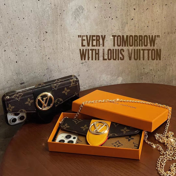 HypedEffects Louis Vuitton iPhone 14 Wallet Case With Straps | Louis Vuitton Back Pocket case for iPhone 14