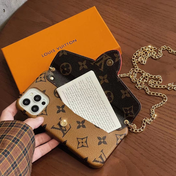 HypedEffects Louis Vuitton iPhone 14 Wallet Case With Straps | Louis Vuitton Back Pocket case for iPhone 14