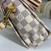 HypedEffects Louis Vuitton Mini Dauphine Bag in Damier Azur Canvas with Pink Interior