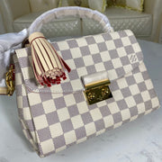 HypedEffects Louis Vuitton Mini Dauphine Bag in Damier Azur Canvas with Pink Interior