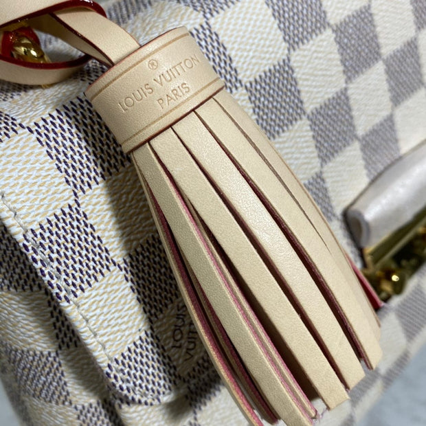 HypedEffects Louis Vuitton Mini Dauphine Bag in Damier Azur Canvas with Pink Interior