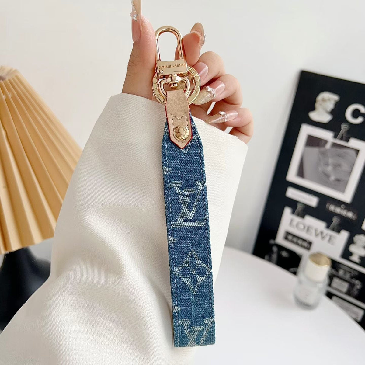 HypedEffects louis vuitton Monogram Canvas Keychain with Leather Strap Luxury Designer Key Holder