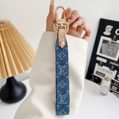 HypedEffects louis vuitton Monogram Canvas Keychain with Leather Strap Luxury Designer Key Holder