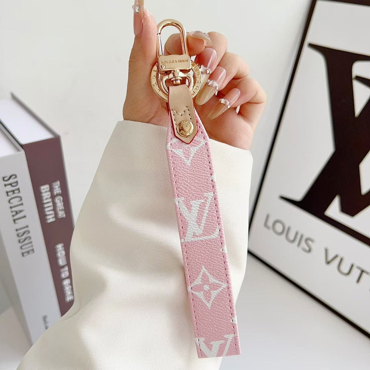 HypedEffects louis vuitton Monogram Canvas Keychain with Leather Strap Luxury Designer Key Holder