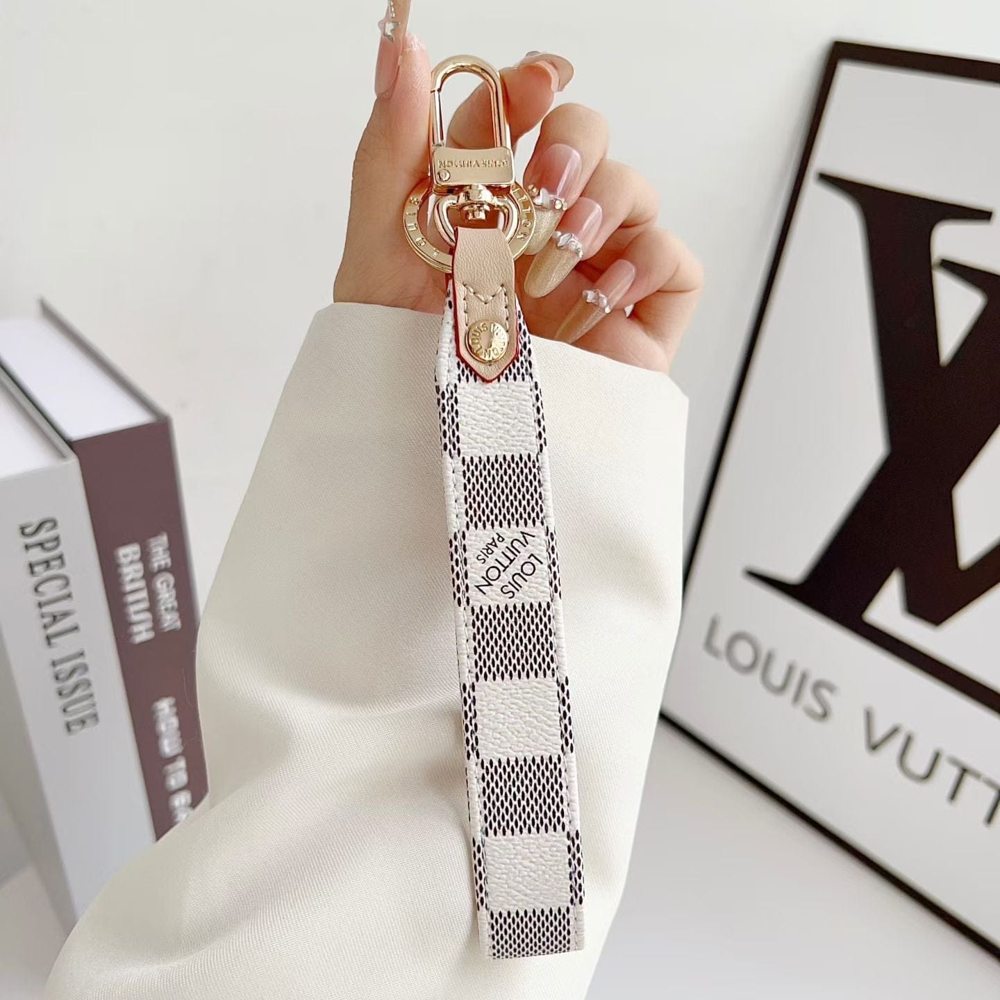 HypedEffects louis vuitton Monogram Canvas Keychain with Leather Strap Luxury Designer Key Holder
