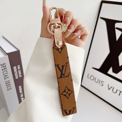 HypedEffects louis vuitton Monogram Canvas Keychain with Leather Strap Luxury Designer Key Holder