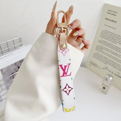 HypedEffects louis vuitton Monogram Canvas Keychain with Leather Strap Luxury Designer Key Holder