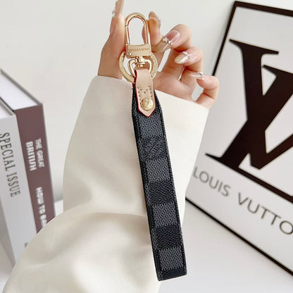 HypedEffects louis vuitton Monogram Canvas Keychain with Leather Strap Luxury Designer Key Holder
