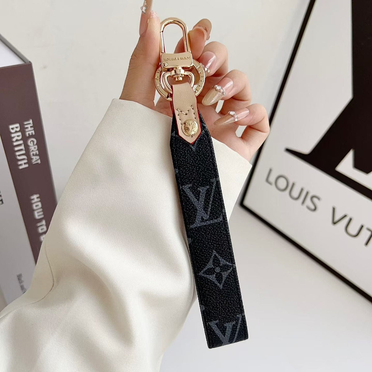 HypedEffects louis vuitton Monogram Canvas Keychain with Leather Strap Luxury Designer Key Holder