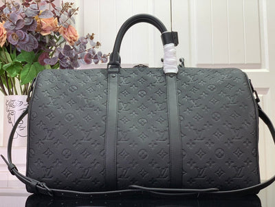 HypedEffects Louis Vuitton Monogram Keepall Bandouliere 50 Bag in Black Leather