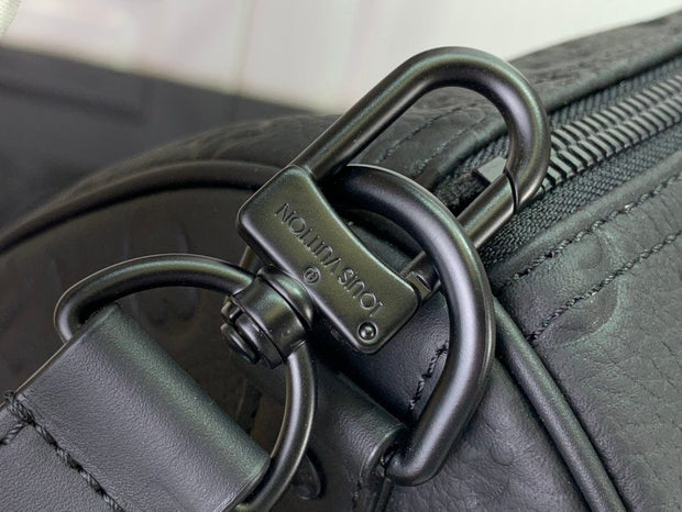 HypedEffects Louis Vuitton Monogram Keepall Bandouliere 50 Bag in Black Leather