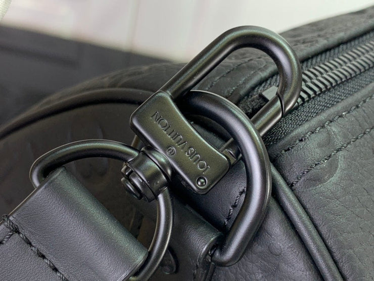 HypedEffects Louis Vuitton Monogram Keepall Bandouliere 50 Bag in Black Leather