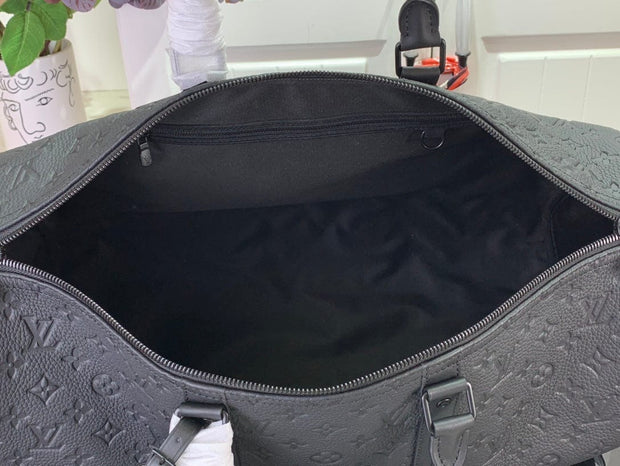 HypedEffects Louis Vuitton Monogram Keepall Bandouliere 50 Bag in Black Leather