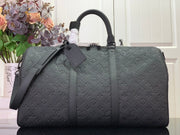 HypedEffects Louis Vuitton Monogram Keepall Bandouliere 50 Bag in Black Leather