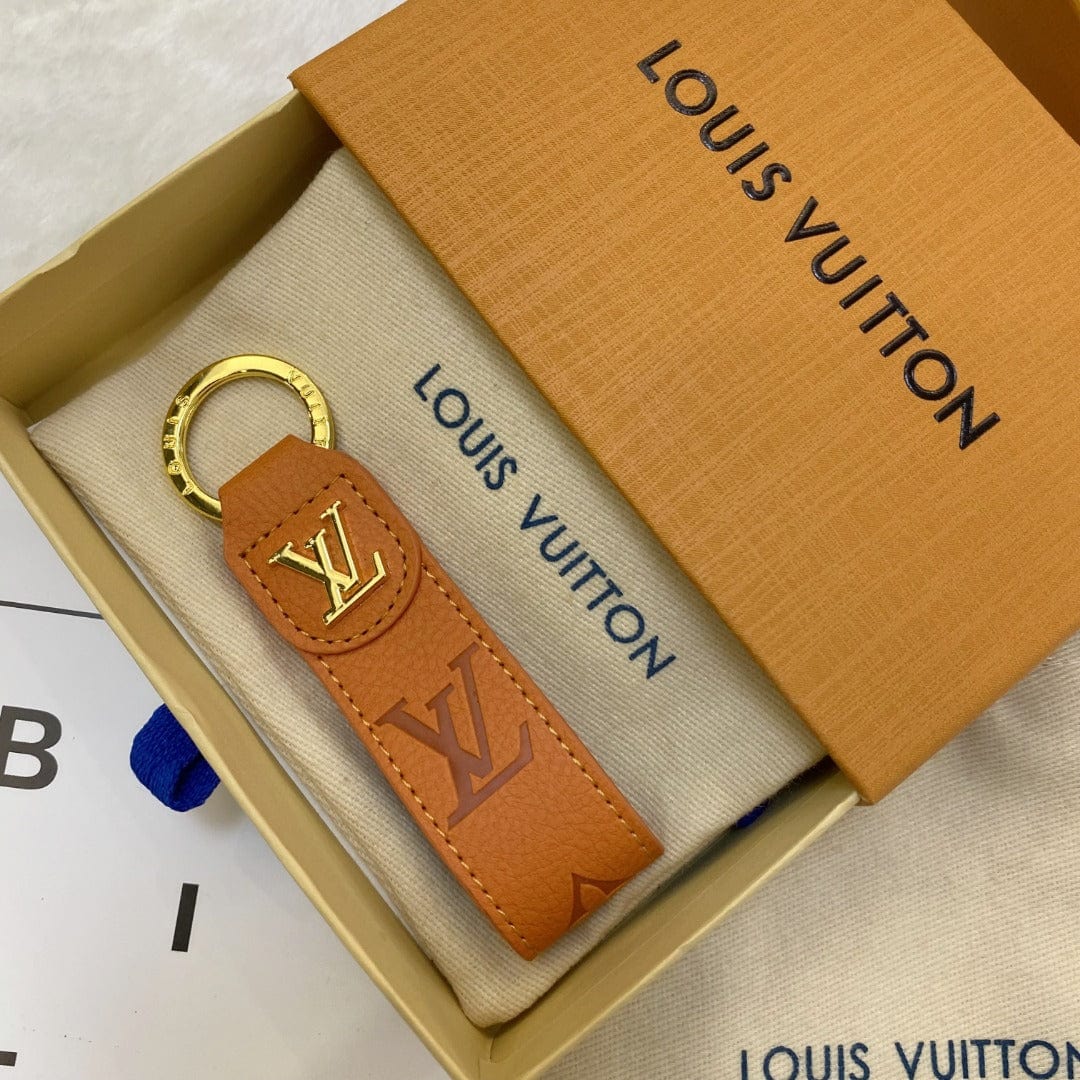 HypedEffects louis vuitton Monogram Leather Key Holders with Gold louis vuitton Logo | louis vuitton Keychain