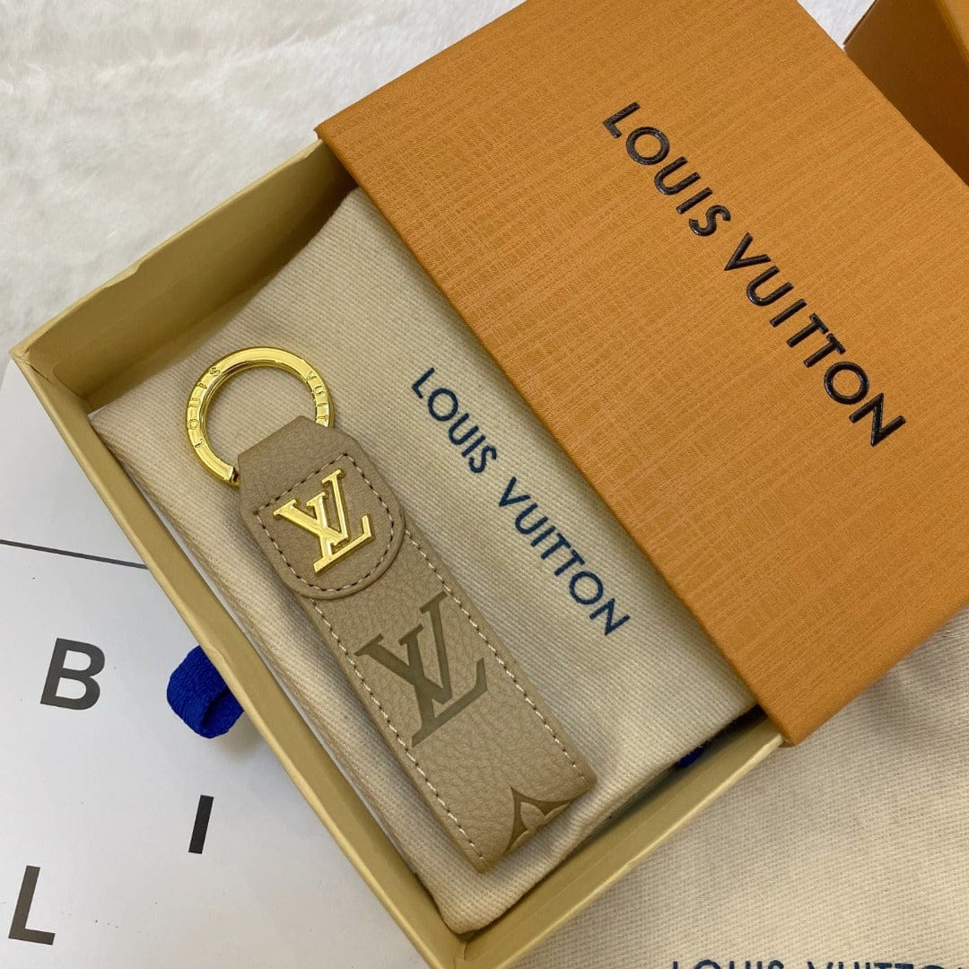 HypedEffects louis vuitton Monogram Leather Key Holders with Gold louis vuitton Logo | louis vuitton Keychain