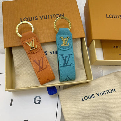 HypedEffects louis vuitton Monogram Leather Key Holders with Gold louis vuitton Logo | louis vuitton Keychain