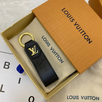 HypedEffects louis vuitton Monogram Leather Key Holders with Gold louis vuitton Logo | louis vuitton Keychain