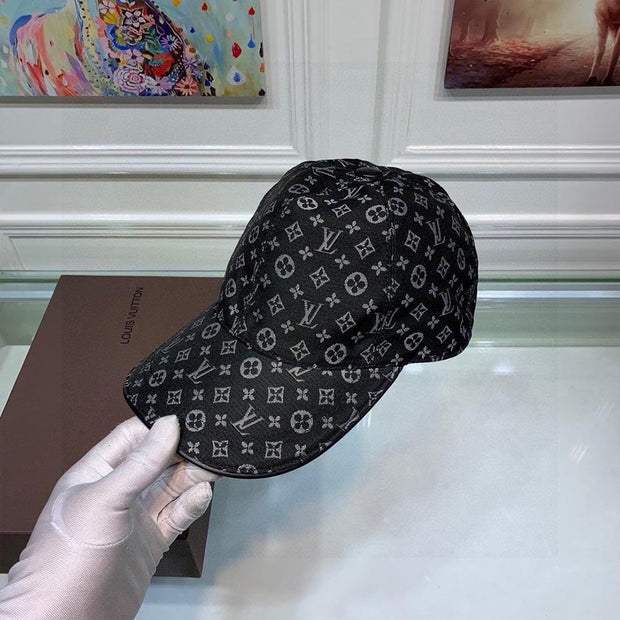 HypedEffects Louis Vuitton Monogram Patterned Black Cap - Classic Louis Vuitton Style Cap