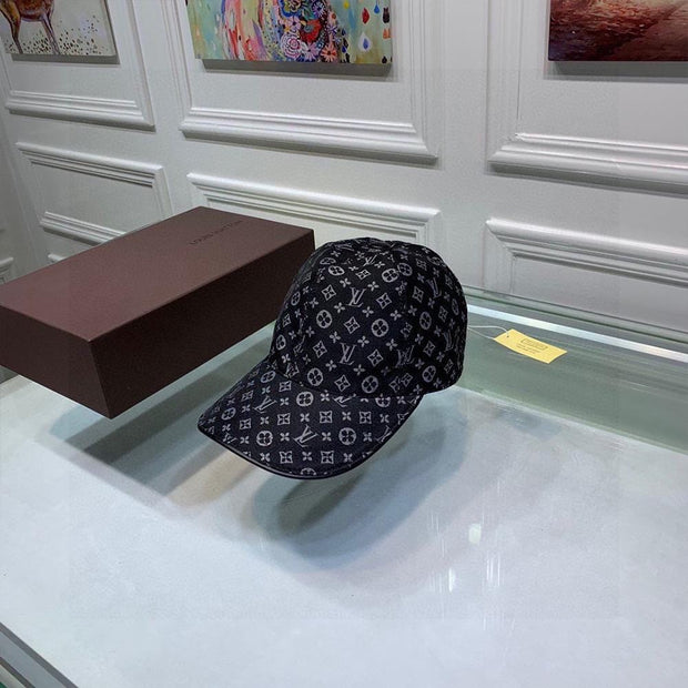 HypedEffects Louis Vuitton Monogram Patterned Black Cap - Classic Louis Vuitton Style Cap