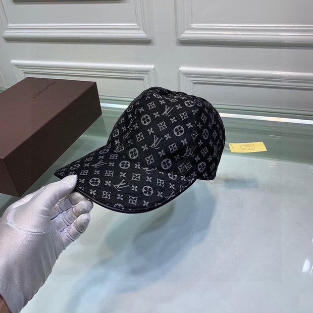 HypedEffects Louis Vuitton Monogram Patterned Black Cap - Classic Louis Vuitton Style Cap