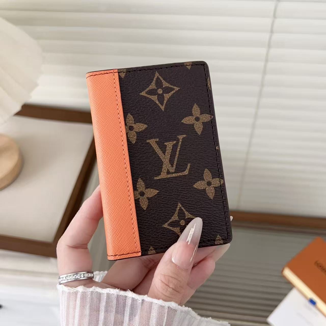 HypedEffects louis vuitton Slim Card Holder Wallet with Monogram Canvas and Color Accent Luxury Designer Card Case
