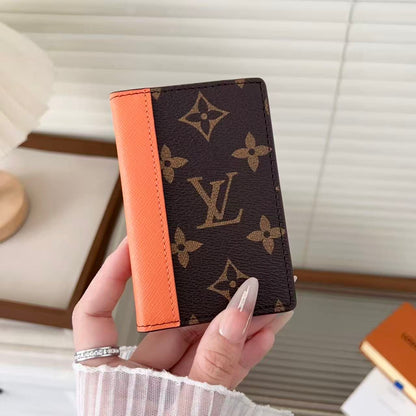 HypedEffects louis vuitton Slim Card Holder Wallet with Monogram Canvas and Color Accent Luxury Designer Card Case