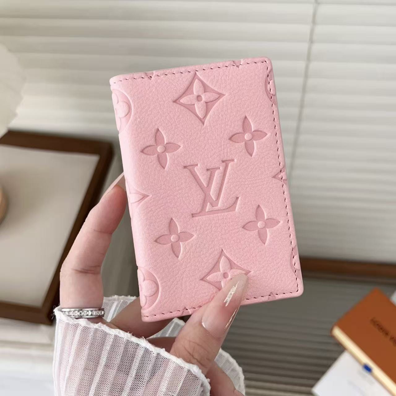 HypedEffects louis vuitton Slim Card Holder Wallet with Monogram Canvas and Color Accent Luxury Designer Card Case