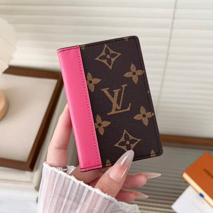 HypedEffects louis vuitton Slim Card Holder Wallet with Monogram Canvas and Color Accent Luxury Designer Card Case