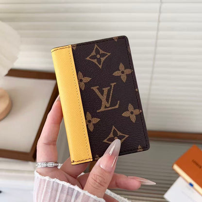 HypedEffects louis vuitton Slim Card Holder Wallet with Monogram Canvas and Color Accent Luxury Designer Card Case