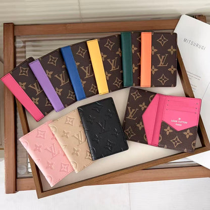 HypedEffects louis vuitton Slim Card Holder Wallet with Monogram Canvas and Color Accent Luxury Designer Card Case