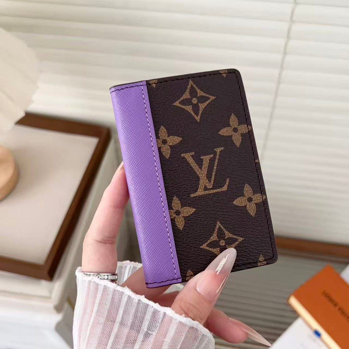 HypedEffects louis vuitton Slim Card Holder Wallet with Monogram Canvas and Color Accent Luxury Designer Card Case