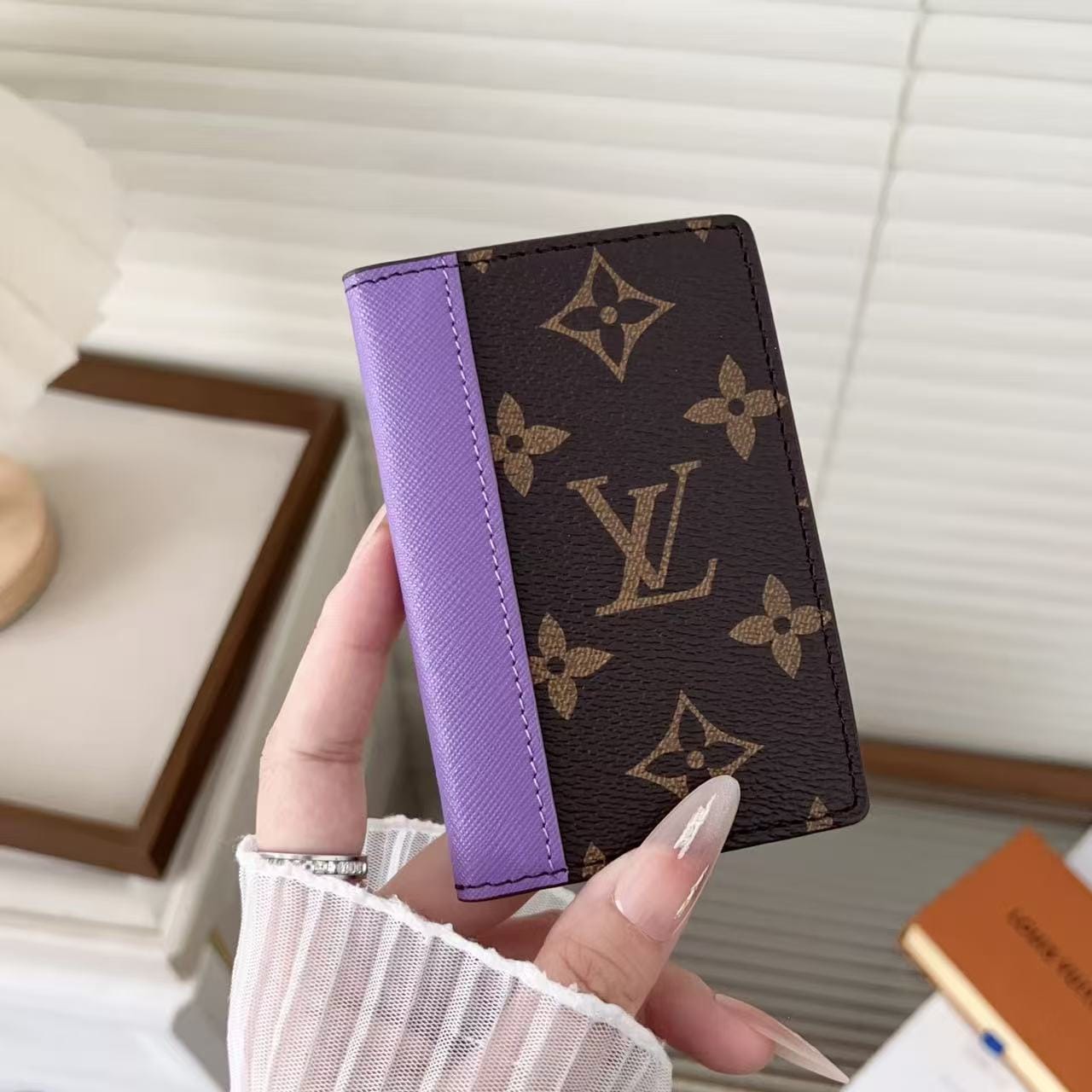 HypedEffects louis vuitton Slim Card Holder Wallet with Monogram Canvas and Color Accent Luxury Designer Card Case
